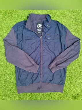 Marc Ecko Unltd Jacket Mens XL Blue Utility Military Style Bomber